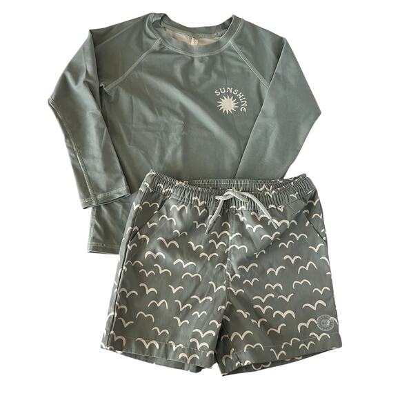 Rylee + Cru swim trunks & rashguard